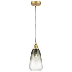 Edison Brookhaven Almond 6"W Gold Cord Mini Pendant w/ Slate Shade
