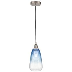 Edison Brookhaven Almond 6"W Nickel Cord Pendant w/ Sapphire Shade