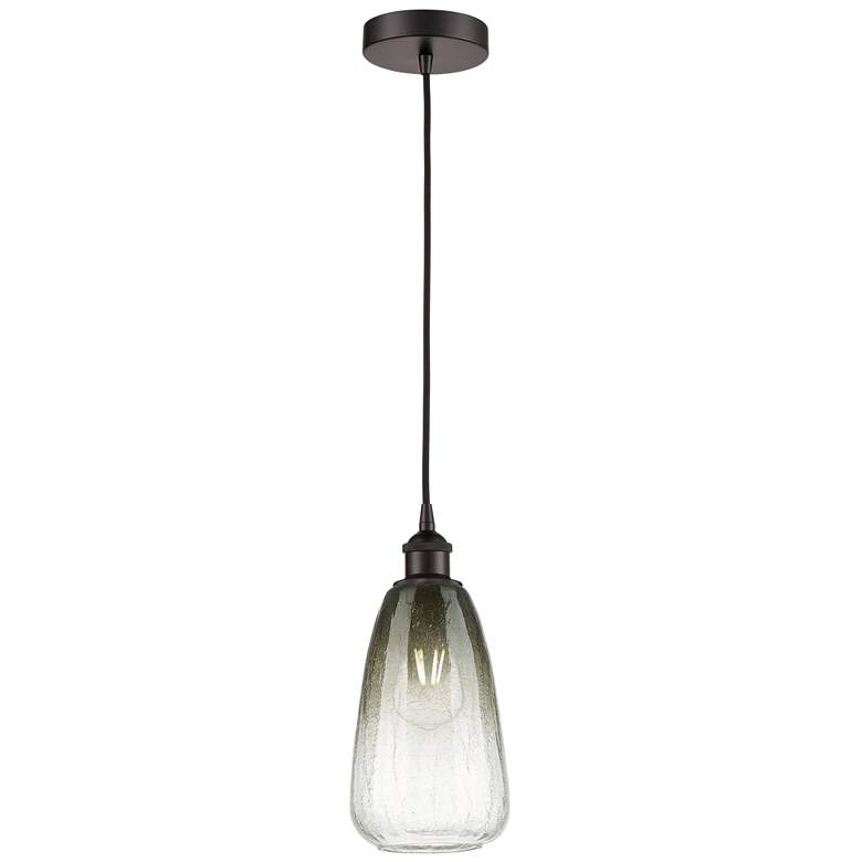 Image 1 Edison Brookhaven Almond 6"W Oiled Bronze Cord Pendant w/ Slate Shade