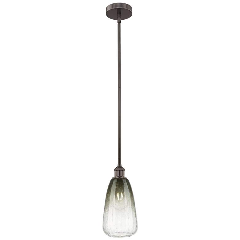 Image 1 Edison Brookhaven Almond 6"W Oiled Bronze Stem Pendant w/ Slate Shade