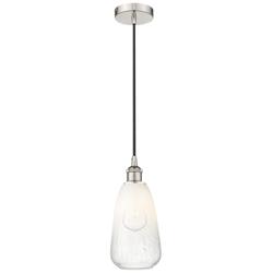 Edison Brookhaven Almond 6"W Polished Nickel Cord Pendant w/ Opal Shade