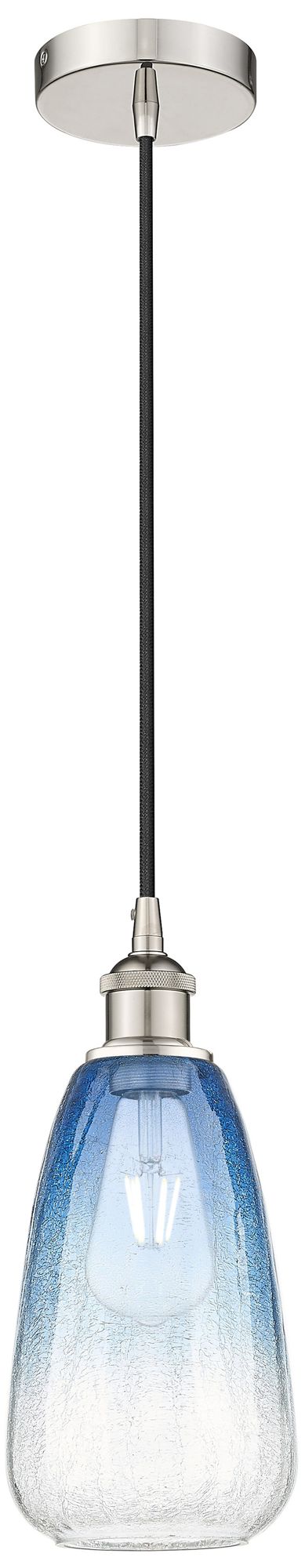 Edison Brookhaven Almond 6"W Polished Nickel Cord Pendant w/ Sapphire Shade