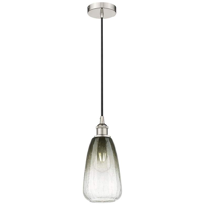 Image 1 Edison Brookhaven Almond 6"W Polished Nickel Cord Pendant w/ Slate Shade