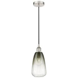 Edison Brookhaven Almond 6"W Polished Nickel Cord Pendant w/ Slate Shade