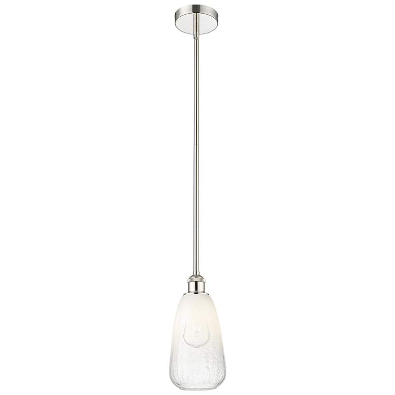 Image 1 Edison Brookhaven Almond 6"W Polished Nickel Stem Pendant w/ Opal Shade