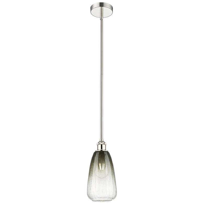 Image 1 Edison Brookhaven Almond 6"W Polished Nickel Stem Pendant w/ Slate Shade