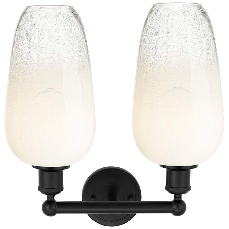 Image 2 Edison Brookhaven Flute 16"W 2 Light Black Vanity Light w/ Opal Shade more views