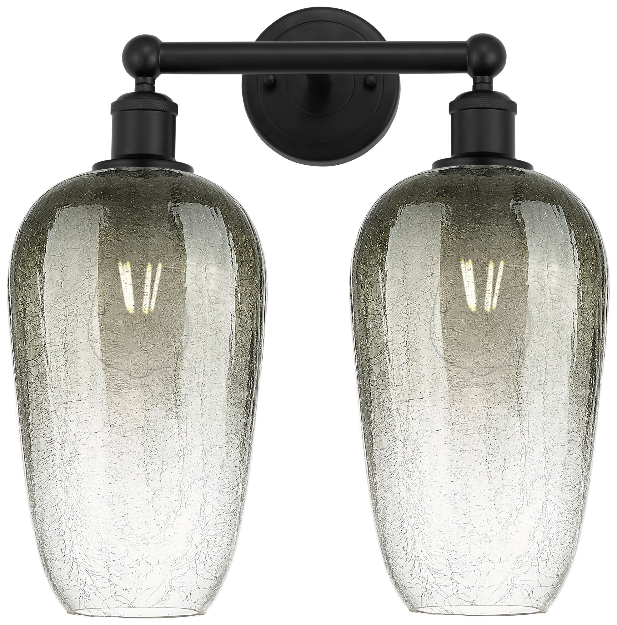 Edison Brookhaven Flute 16"W 2 Light Black Vanity Light w/ Slate Shade