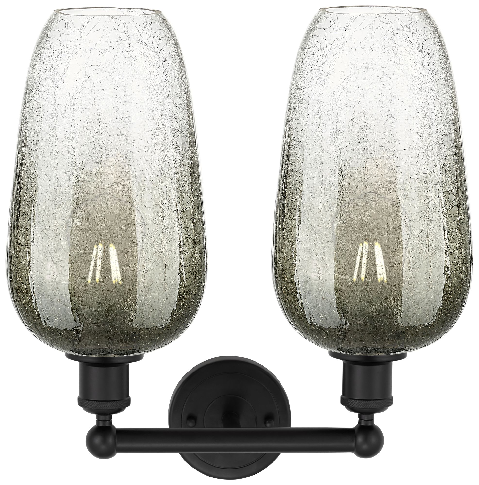 Image 2 Edison Brookhaven Flute 16"W 2 Light Black Vanity Light w/ Slate Shade more views