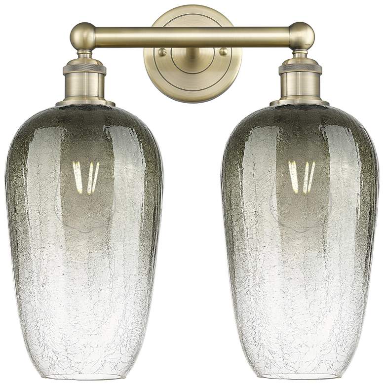 Image 1 Edison Brookhaven Flute 16"W 2 Light Brass Vanity Light w/ Slate Shade