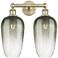 Edison Brookhaven Flute 16"W 2 Light Brass Vanity Light w/ Slate Shade