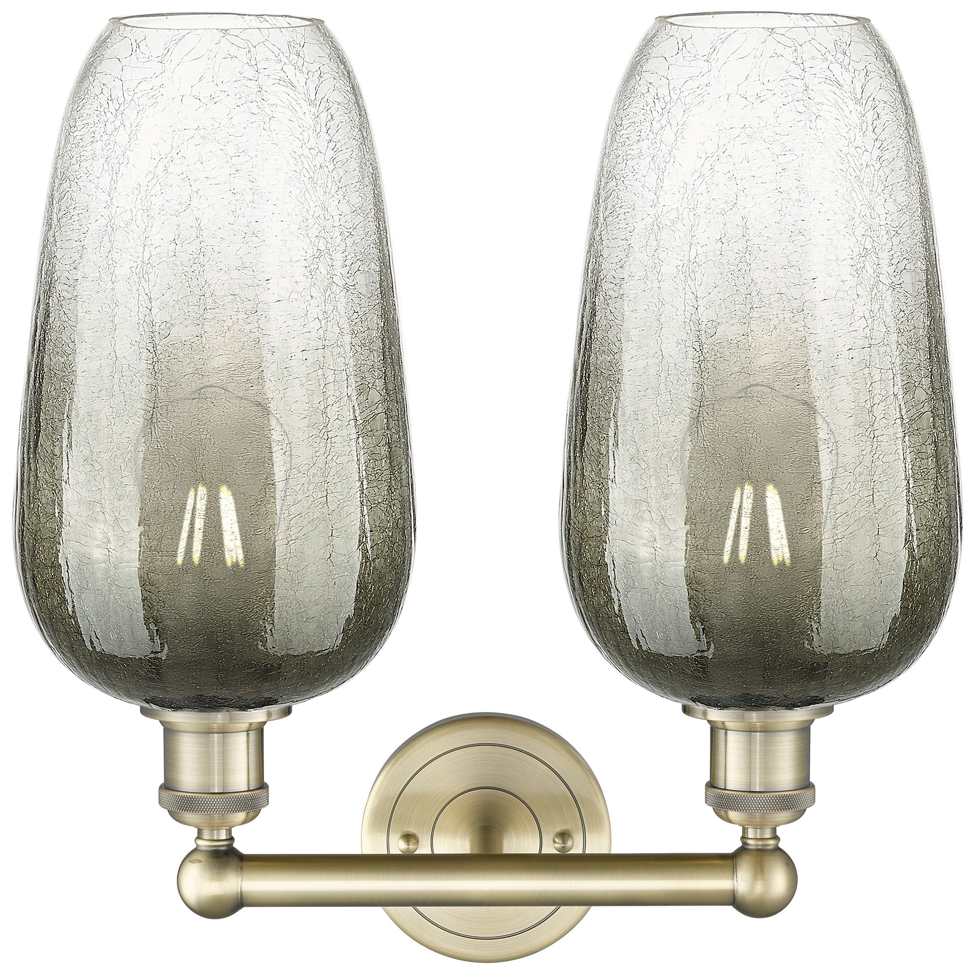 Image 2 Edison Brookhaven Flute 16"W 2 Light Brass Vanity Light w/ Slate Shade more views