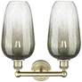 Edison Brookhaven Flute 16"W 2 Light Brass Vanity Light w/ Slate Shade