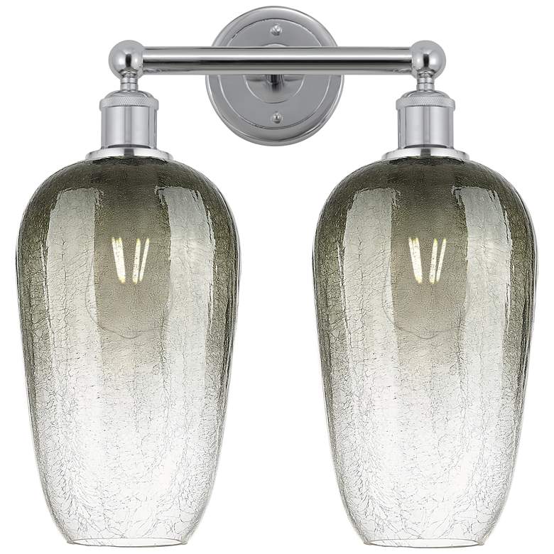 Image 1 Edison Brookhaven Flute 16"W 2 Light Chrome Bath Light w/ Slate Shade