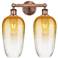 Edison Brookhaven Flute 16"W 2 Light Copper Bath Light w/ Amber Shade
