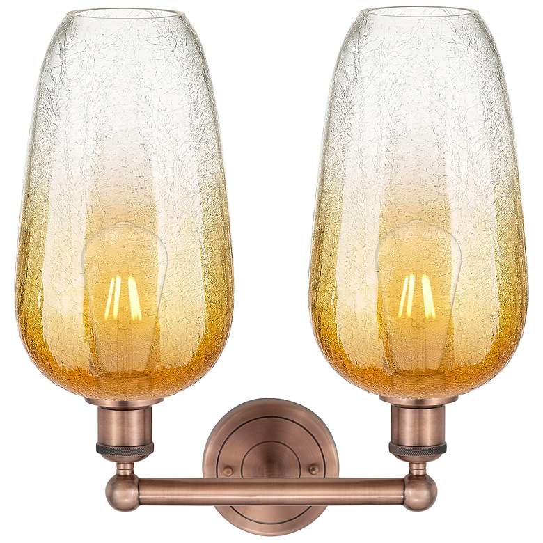 Image 2 Edison Brookhaven Flute 16"W 2 Light Copper Bath Light w/ Amber Shade more views