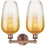 2_Edison Brookhaven Flute 16"W 2 Light Copper Bath Light w/ Amber Shade more views