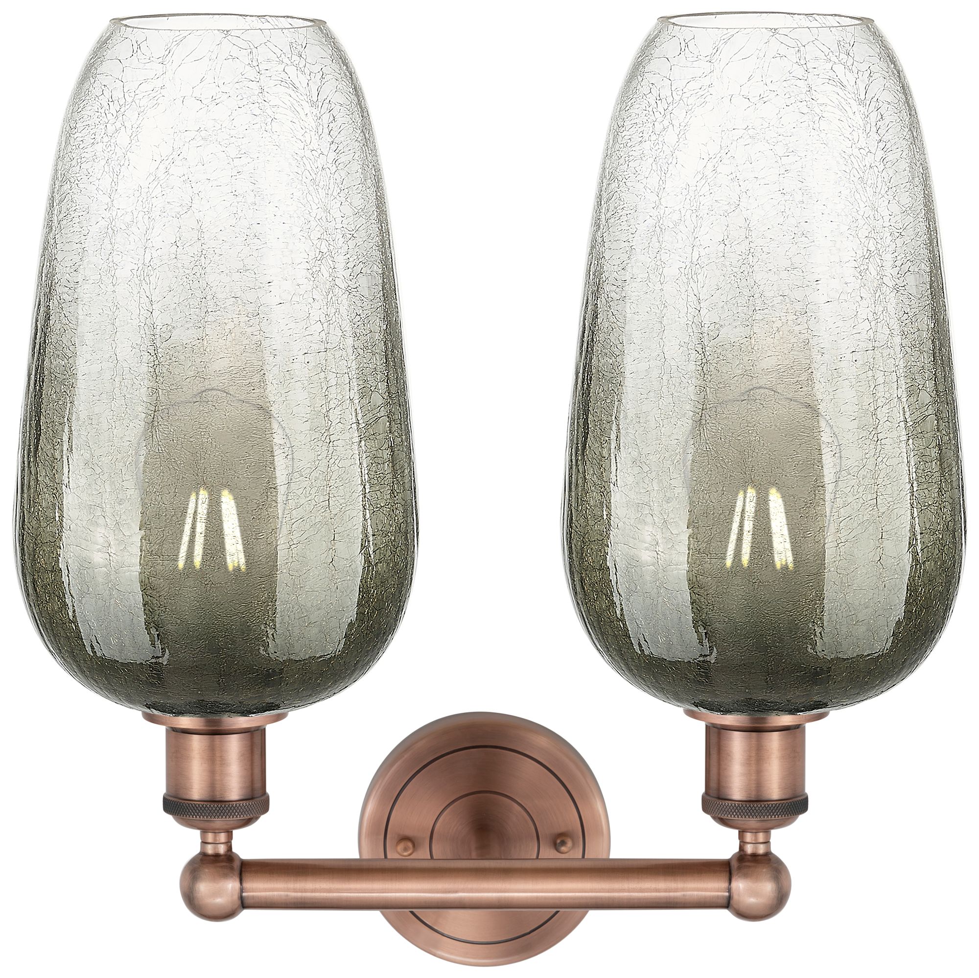 Image 2 Edison Brookhaven Flute 16"W 2 Light Copper Bath Light w/ Slate Shade more views