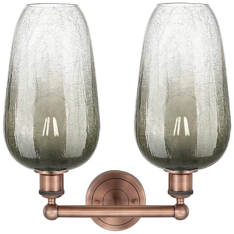 Image 2 Edison Brookhaven Flute 16"W 2 Light Copper Bath Light w/ Slate Shade more views