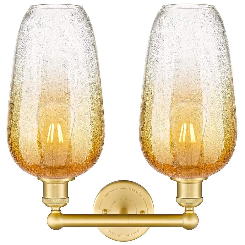 Image 2 Edison Brookhaven Flute 16"W 2 Light Gold Vanity Light w/ Amber Shade more views