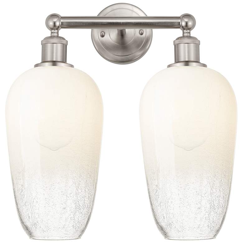 Image 1 Edison Brookhaven Flute 16"W 2 Light Nickel Bath Light w/ Opal Shade