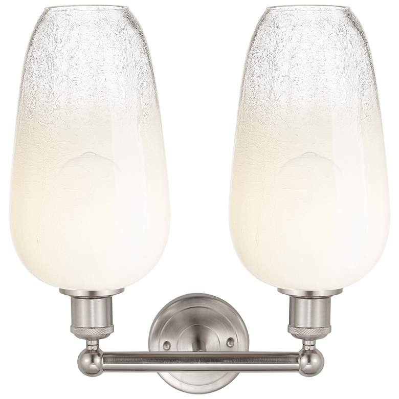 Image 2 Edison Brookhaven Flute 16"W 2 Light Nickel Bath Light w/ Opal Shade more views