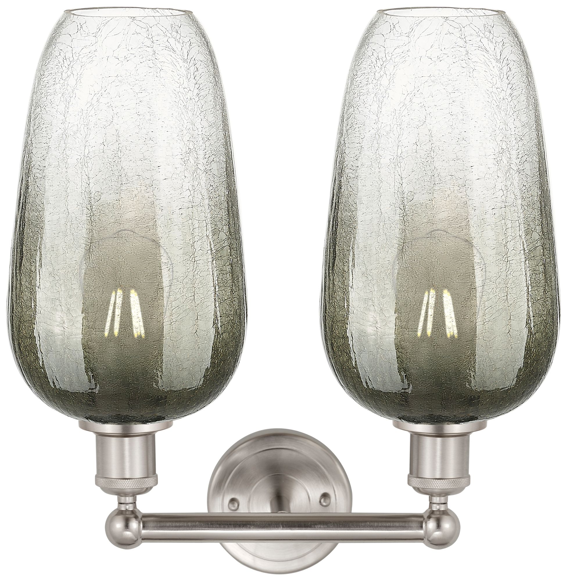 Image 2 Edison Brookhaven Flute 16"W 2 Light Nickel Bath Light w/ Slate Shade more views