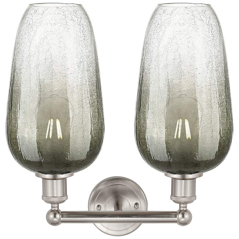 Image 2 Edison Brookhaven Flute 16"W 2 Light Nickel Bath Light w/ Slate Shade more views