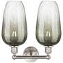 Edison Brookhaven Flute 16"W 2 Light Nickel Bath Light w/ Slate Shade