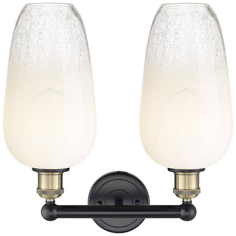 Image 2 Edison Brookhaven Flute 16"W 2-Lt Black Brass Bath Light w/ Opal Shade more views