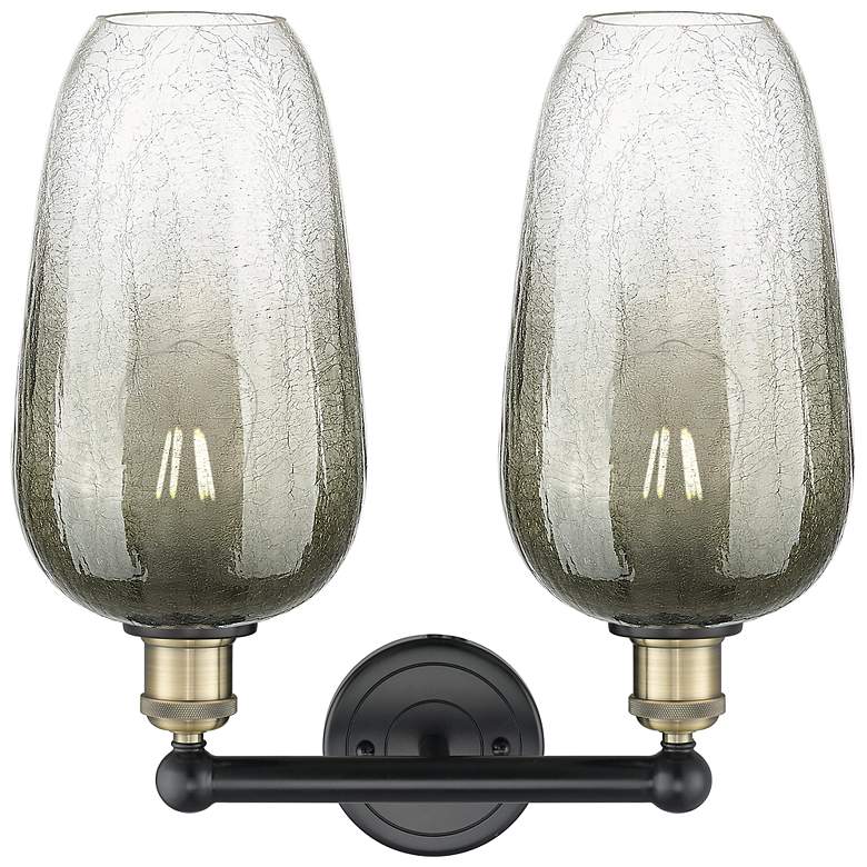 Image 2 Edison Brookhaven Flute 16"W 2-Lt Black Brass Vanity w/ Slate Shade more views