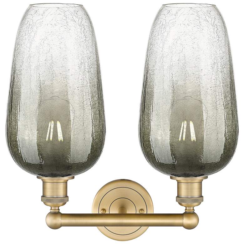 Image 2 Edison Brookhaven Flute 16"W 2-Lt Brushed Brass Vanity w/ Slate Shade more views