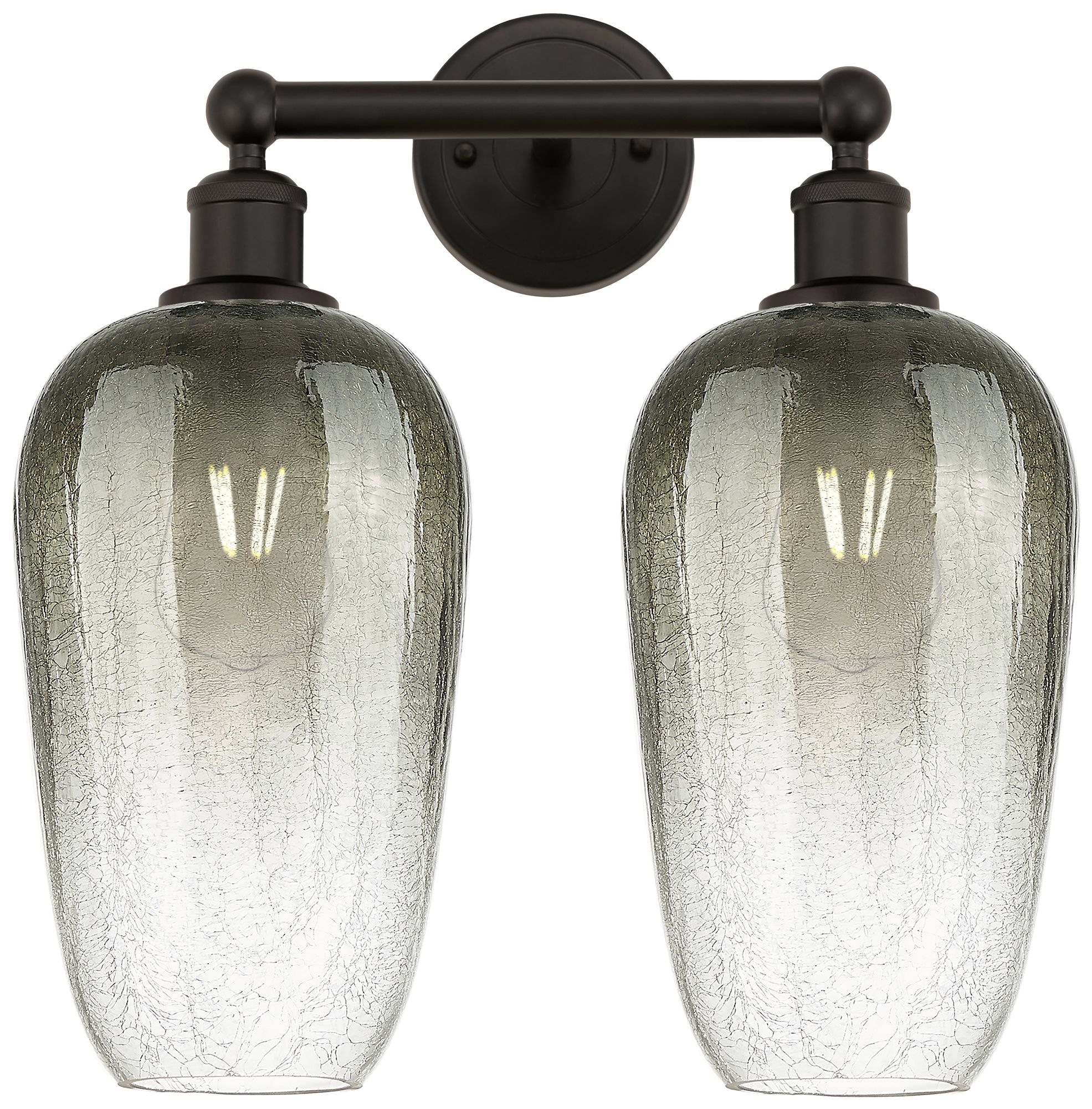 Edison Brookhaven Flute 16"W 2-Lt Oiled Bronze Vanity w/ Slate Shade