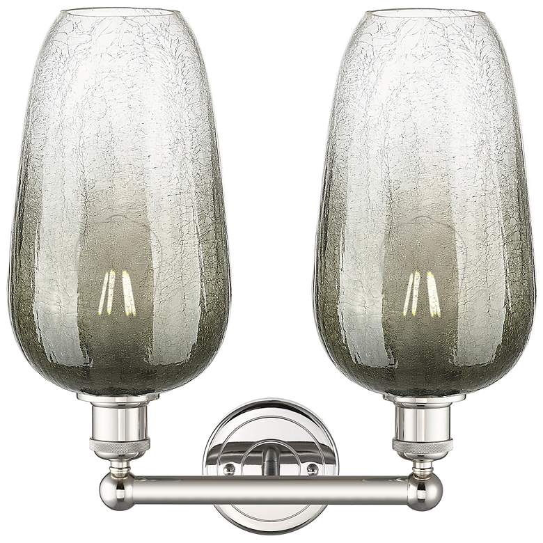 Image 2 Edison Brookhaven Flute 16"W 2-Lt Polished Nickel Vanity w/ Slate Shade more views