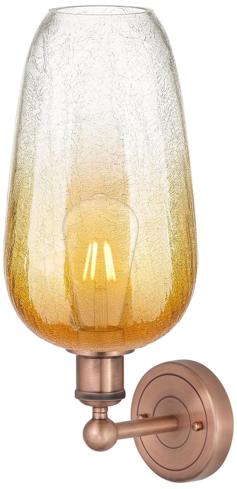 Image 2 Edison Brookhaven Flute 17"H Antique Copper Sconce With Amber Shade more views