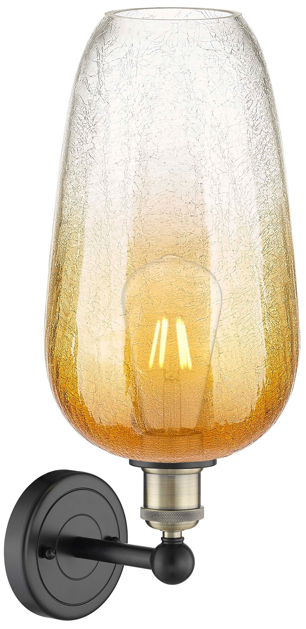 Image 2 Edison Brookhaven Flute 17"H Black And Brass Sconce With Amber Shade more views