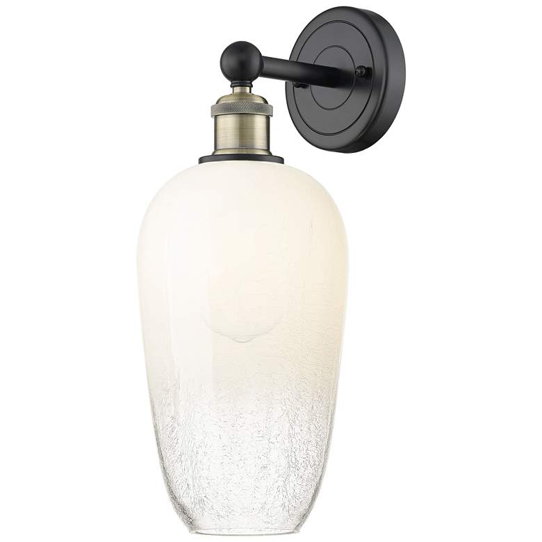 Image 1 Edison Brookhaven Flute 17"H Black And Brass Sconce With Opal Shade