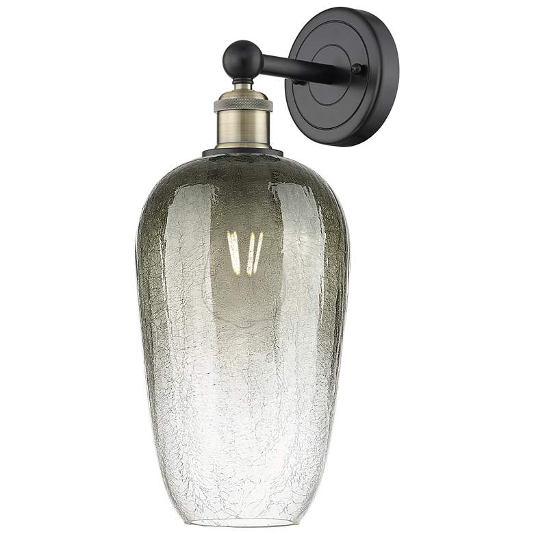 Image 1 Edison Brookhaven Flute 17"H Black And Brass Sconce With Slate Shade