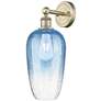 1_Edison Brookhaven Flute 17"H Brass Sconce With Sapphire Blue Shade