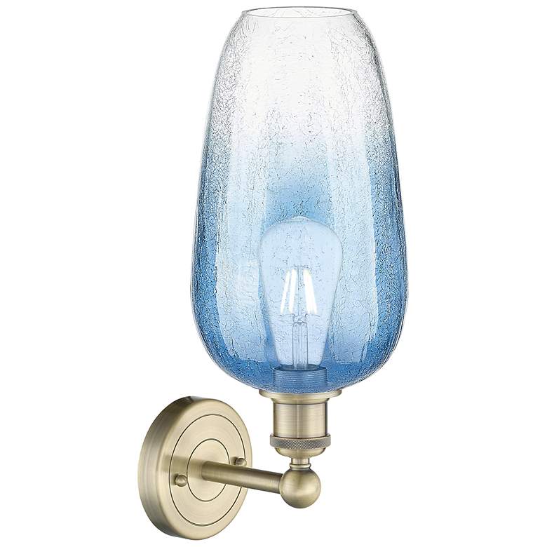 Image 2 Edison Brookhaven Flute 17"H Brass Sconce With Sapphire Blue Shade more views