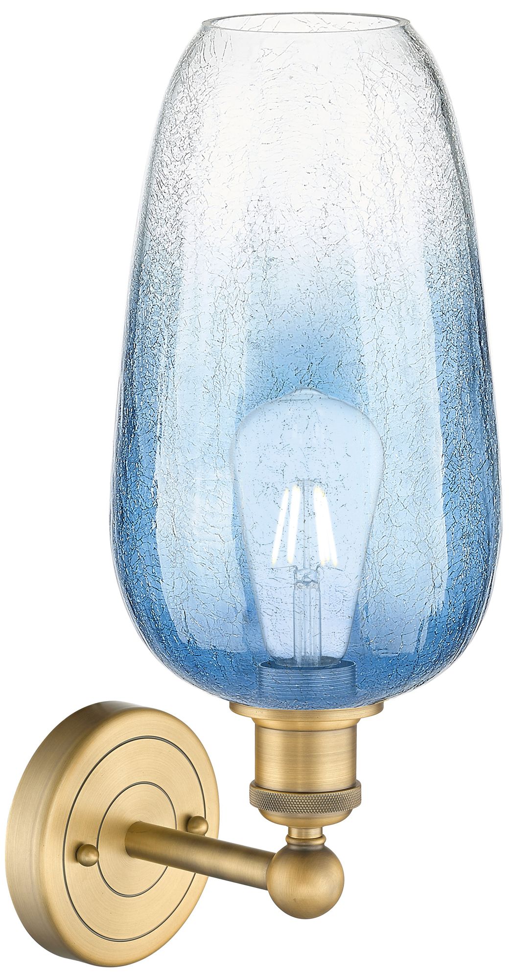 Image 2 Edison Brookhaven Flute 17"H Brushed Brass Sconce With Sapphire Shade more views