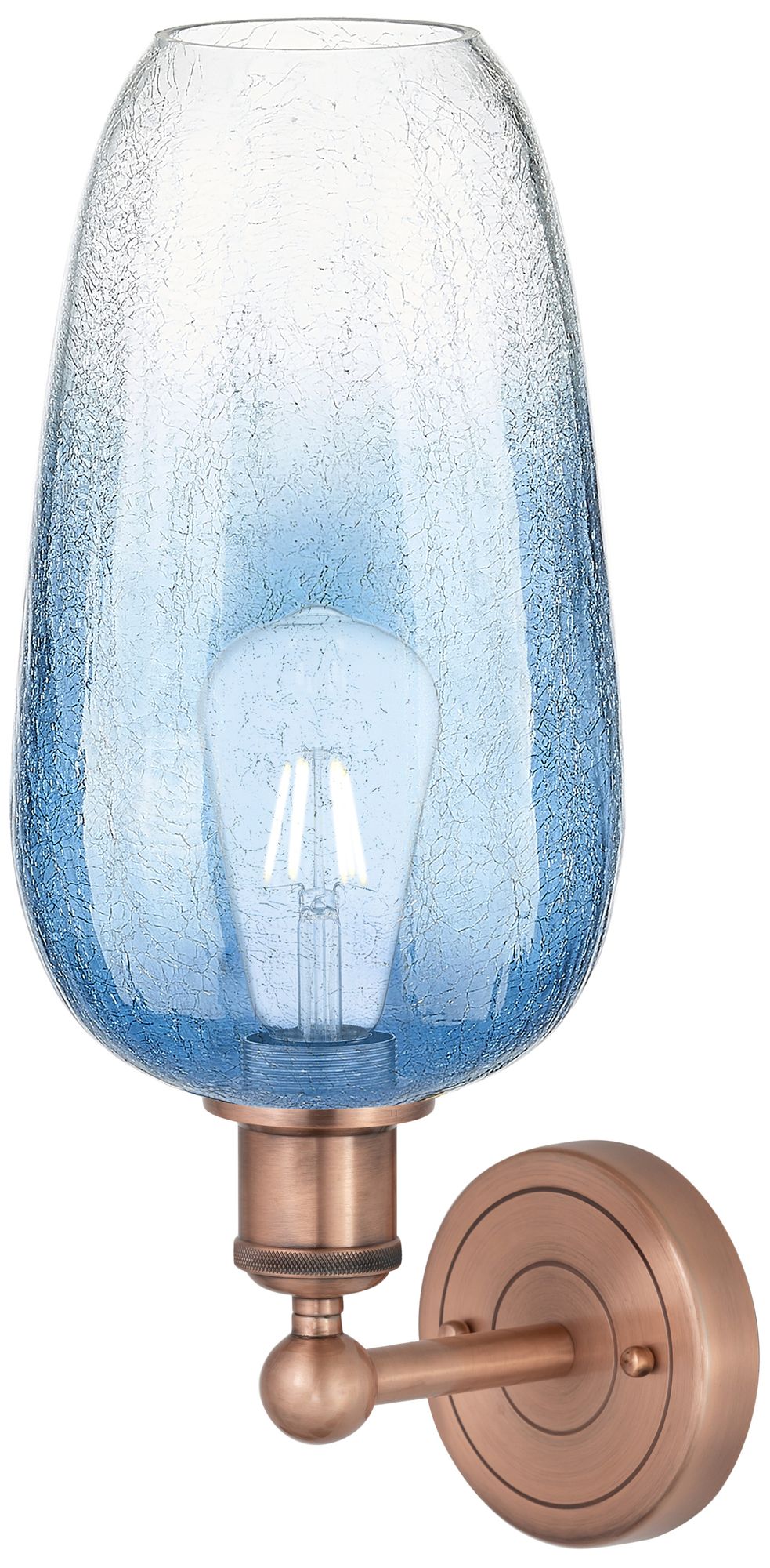 Image 2 Edison Brookhaven Flute 17"H Copper Sconce With Sapphire Blue Shade more views