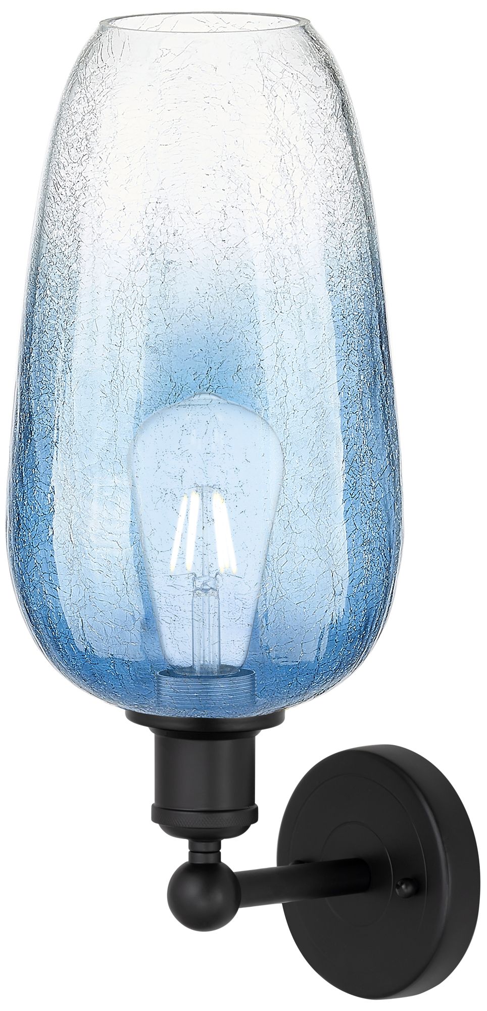 Image 2 Edison Brookhaven Flute 17"H Matte Black Sconce With Sapphire Shade more views