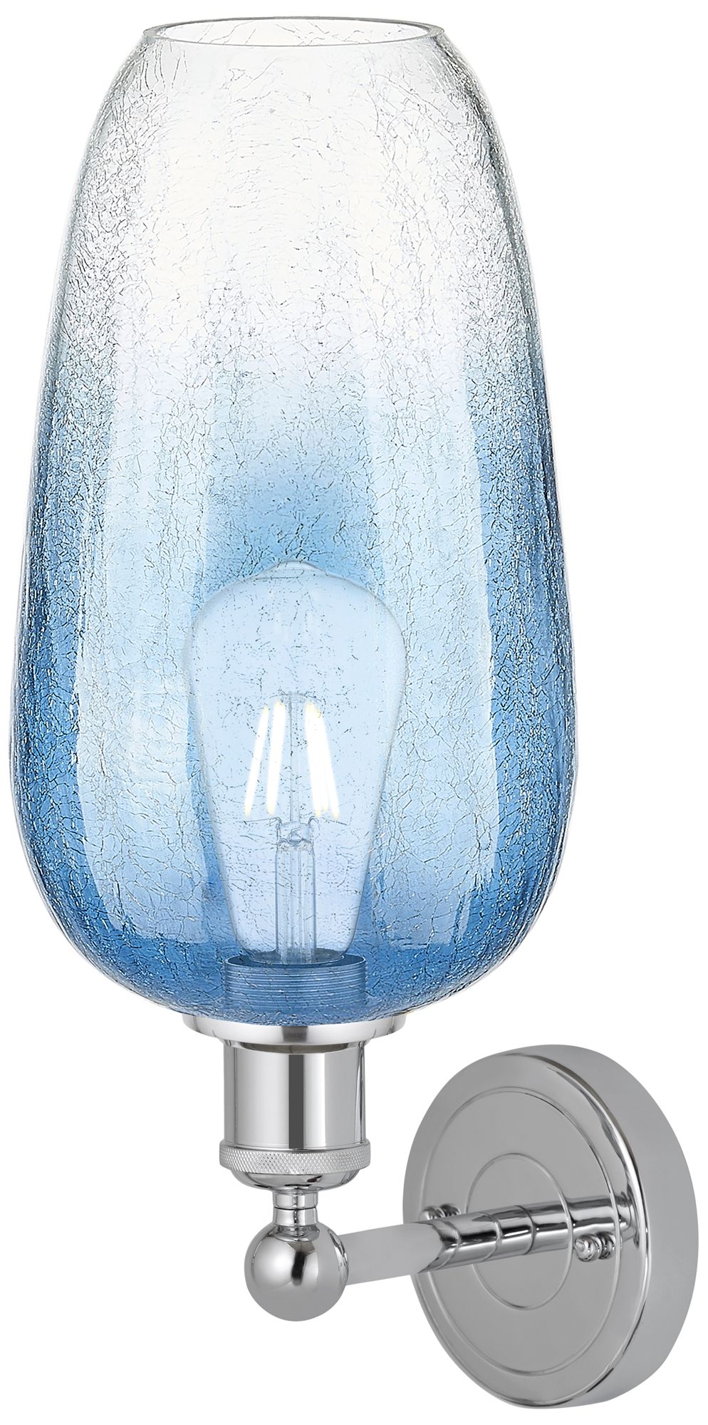 Image 2 Edison Brookhaven Flute 17"H Polished Chrome Sconce w/ Sapphire Shade more views