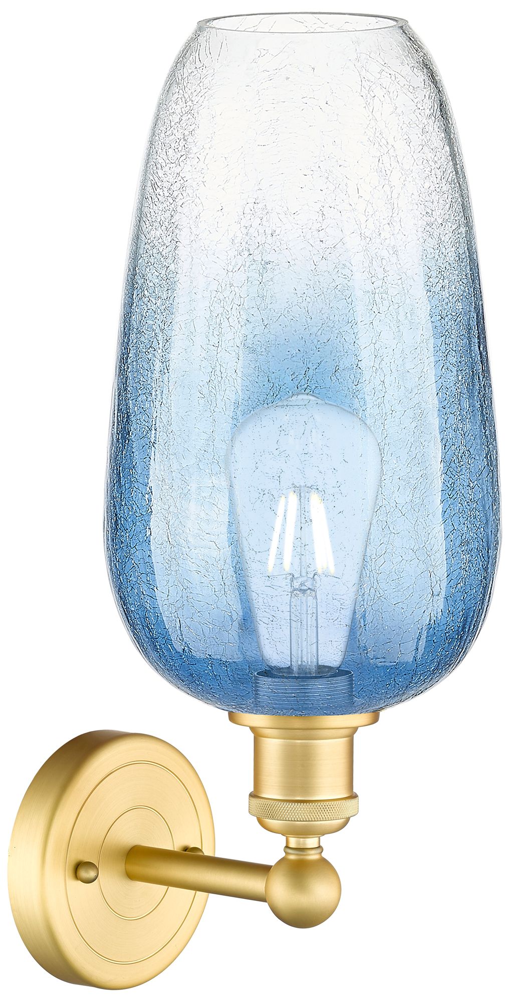 Image 2 Edison Brookhaven Flute 17"H Satin Gold Sconce With Sapphire Shade more views