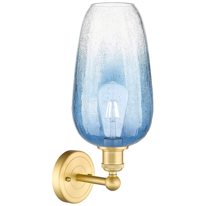 Image 2 Edison Brookhaven Flute 17"H Satin Gold Sconce With Sapphire Shade more views