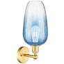 Edison Brookhaven Flute 17"H Satin Gold Sconce With Sapphire Shade