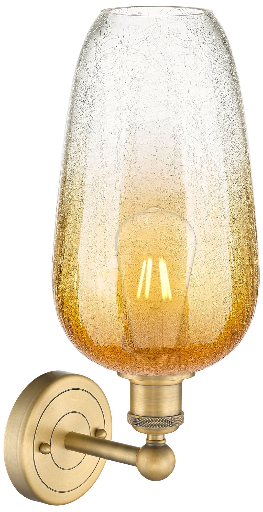 Image 2 Edison Brookhaven Flute 17" High Brushed Brass Sconce With Amber Shade more views