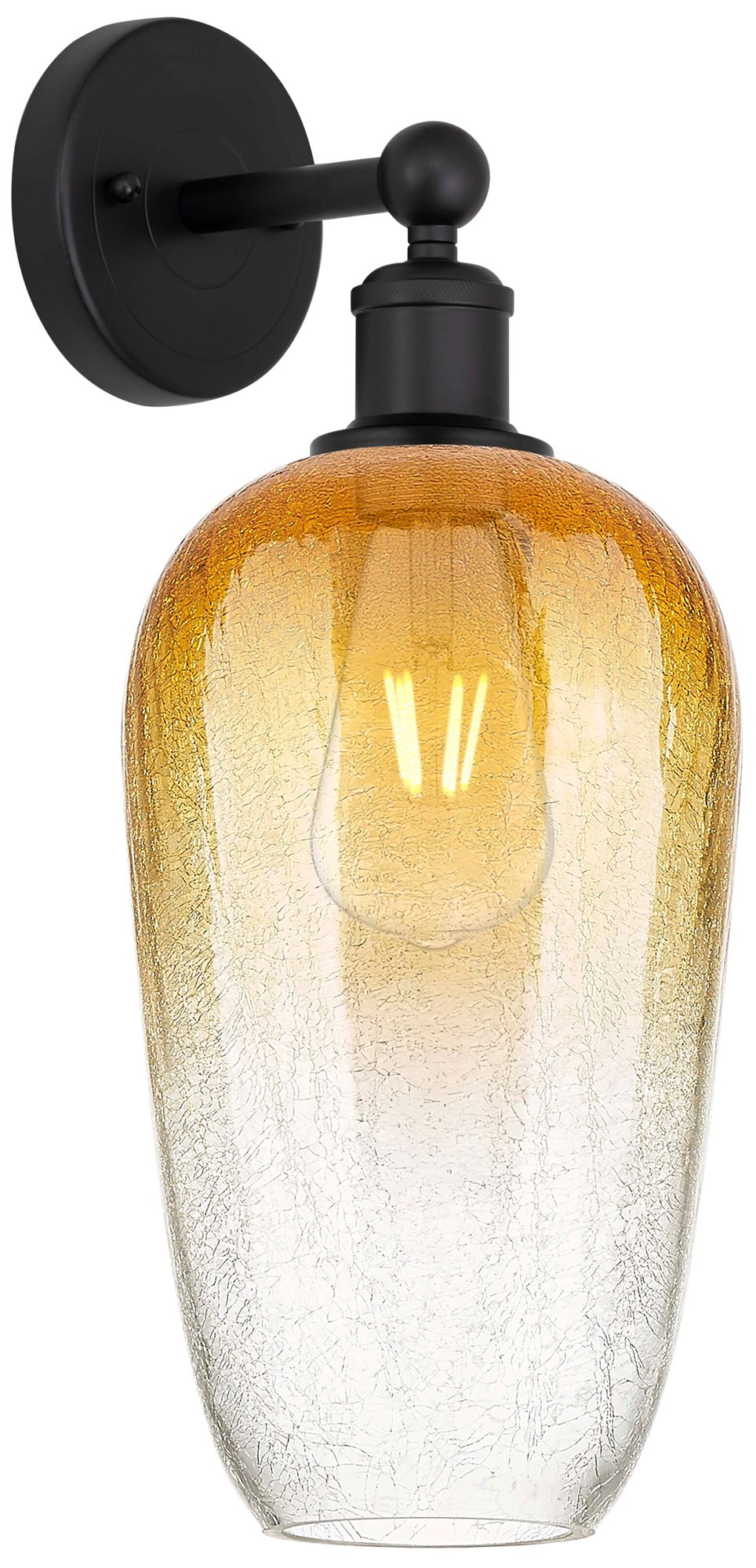 Edison Brookhaven Flute 17" High Matte Black Sconce With Amber Shade