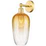 1_Edison Brookhaven Flute 17" High Satin Gold Sconce With Amber Shade
